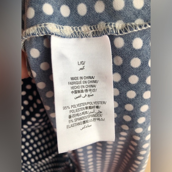 Maison Jules Mid Poko Dots Women Sleeveless Blue White Dress Size Large - Picture 7 of 9